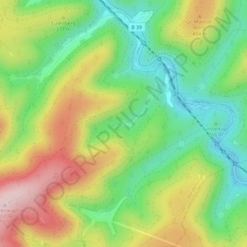 Topografische Karte Elsa Host-Brunnen, Höhe, Relief