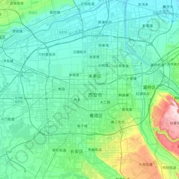 Topografische Karte 莲湖区, Höhe, Relief