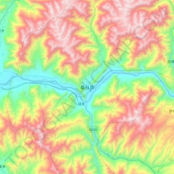 Topografische Karte 桑日县, Höhe, Relief
