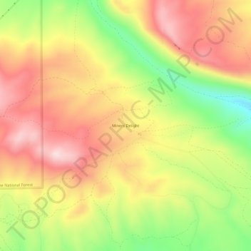Topografische Karte Miners Delight, Höhe, Relief
