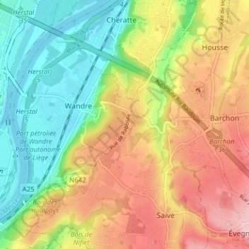 Topografische Karte Rabosée, Höhe, Relief