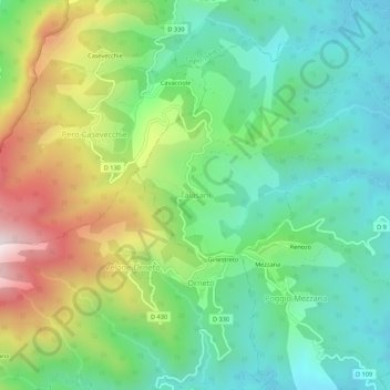 Topografische Karte Talasani, Höhe, Relief