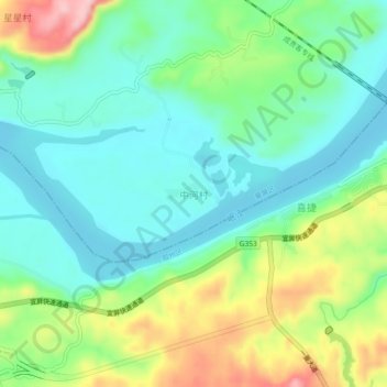 Topografische Karte 中河村, Höhe, Relief