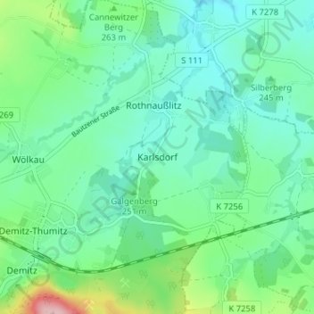 Topografische Karte Karlsdorf, Höhe, Relief