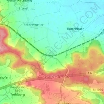 Topografische Karte Eichholz, Höhe, Relief