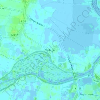 Topografische Karte Vellage, Höhe, Relief