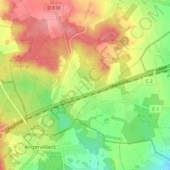 Topografische Karte Bois d'Ardeau, Höhe, Relief