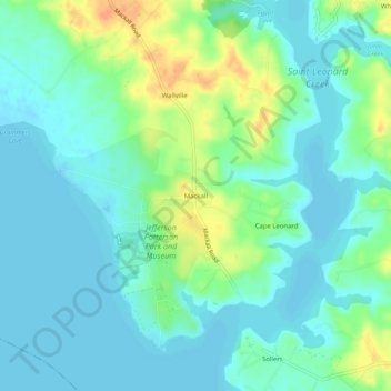Topografische Karte Mackall, Höhe, Relief
