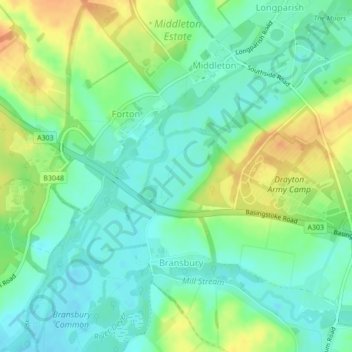 Topografische Karte Drayton, Höhe, Relief