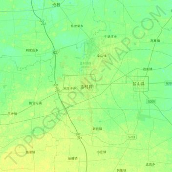 Topografische Karte 孟村县, Höhe, Relief