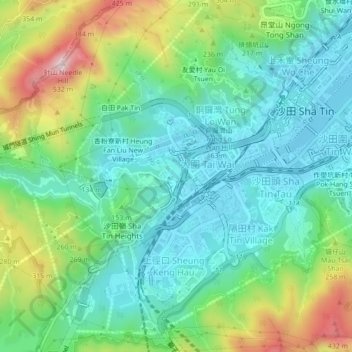 Topografische Karte 大圍新村, Höhe, Relief