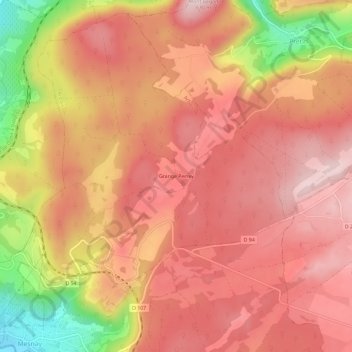 Topografische Karte Grange Perrey, Höhe, Relief