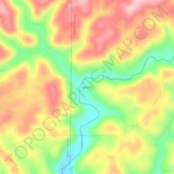 Topografische Karte Victoria, Höhe, Relief