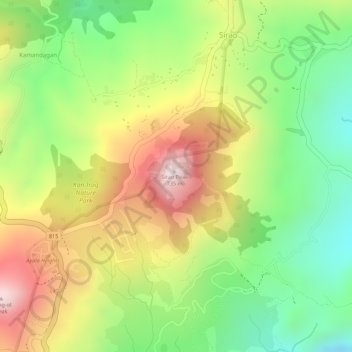 Topografische Karte Sirao Peak, Höhe, Relief