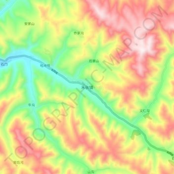 Topografische Karte 禾驮镇, Höhe, Relief