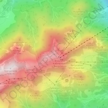 Topografische Karte Brauneck, Höhe, Relief