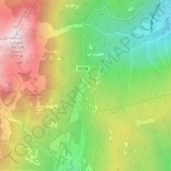 Topografische Karte Gampenpass, Höhe, Relief