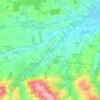 Topografische Karte Perbersdorf, Höhe, Relief