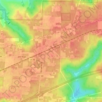 Topografische Karte Holt, Höhe, Relief