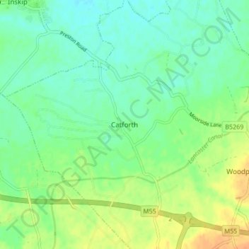 Topografische Karte Catforth, Höhe, Relief