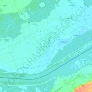 Topografische Karte Aigen am Inn, Höhe, Relief