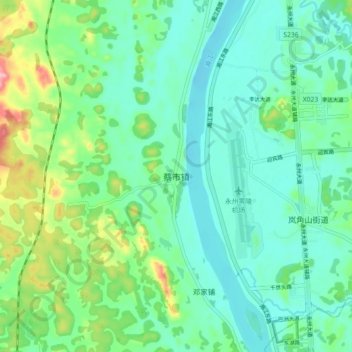 Topografische Karte 蔡市镇, Höhe, Relief