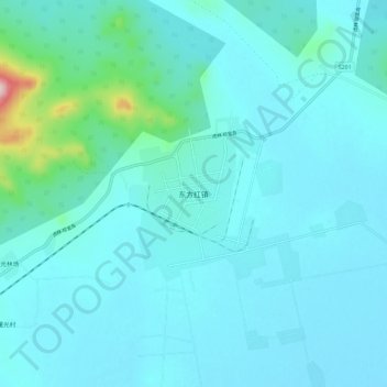 Topografische Karte 东方红镇, Höhe, Relief