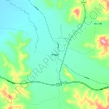 Topografische Karte 大滩镇, Höhe, Relief