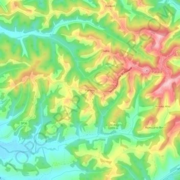 Topografische Karte Partino, Höhe, Relief