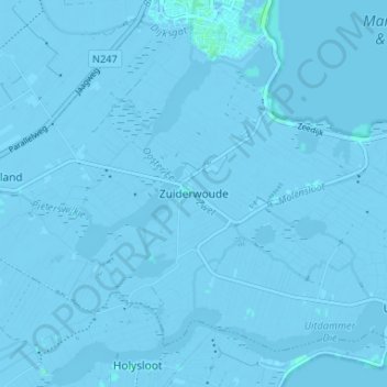 Topografische Karte Zuiderwoude, Höhe, Relief