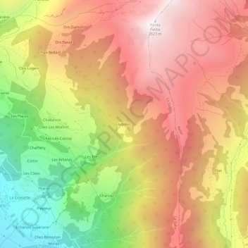 Topografische Karte Arpilles, Höhe, Relief