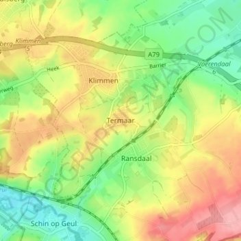Topografische Karte Termaar, Höhe, Relief