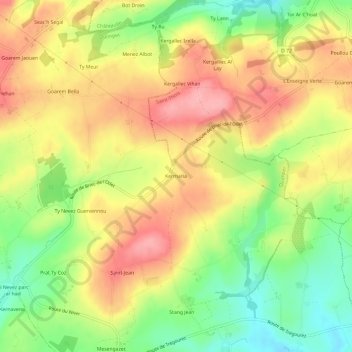 Topografische Karte Kermaria, Höhe, Relief