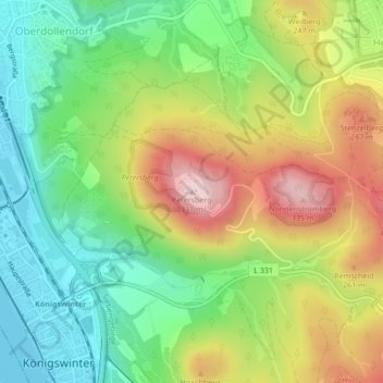 Topografische Karte Petersberg, Höhe, Relief
