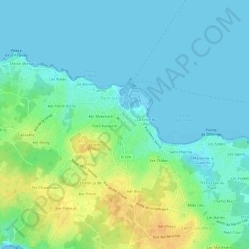 Topografische Karte Gats Prompts, Höhe, Relief