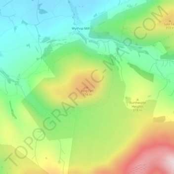 Topografische Karte Ling Fell, Höhe, Relief