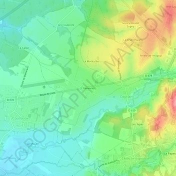 Topografische Karte Chavannes, Höhe, Relief