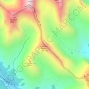 Topografische Karte Mount Arethusa, Höhe, Relief