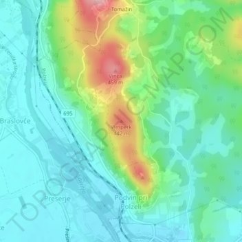 Topografische Karte Vimperk, Höhe, Relief