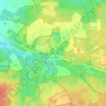 Topografische Karte Oberohe, Höhe, Relief