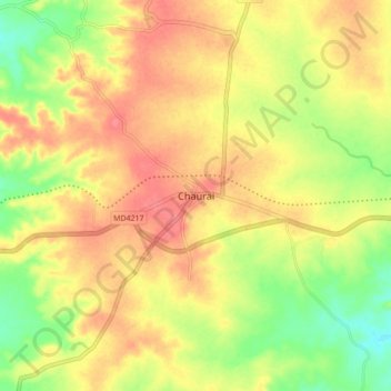 Topografische Karte Chaurai, Höhe, Relief