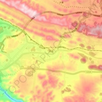 Topografische Karte 顶效, Höhe, Relief
