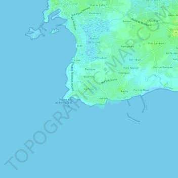 Topografische Karte Kerfezec, Höhe, Relief