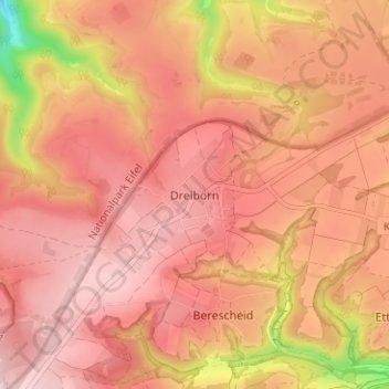 Topografische Karte Dreiborn, Höhe, Relief