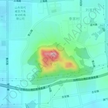 Topografische Karte 奎山, Höhe, Relief