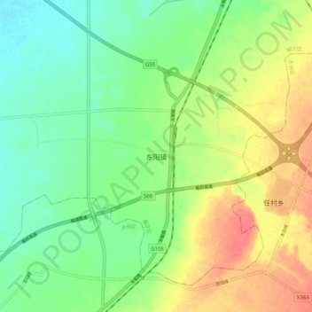 Topografische Karte 东阳镇, Höhe, Relief
