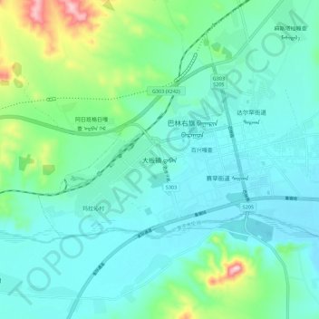 Topografische Karte 大板镇, Höhe, Relief