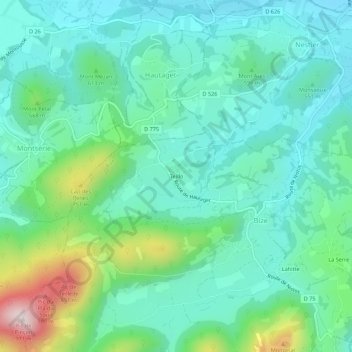 Topografische Karte Teillo, Höhe, Relief