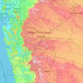 Topografische Karte Katraj Ghat, Höhe, Relief