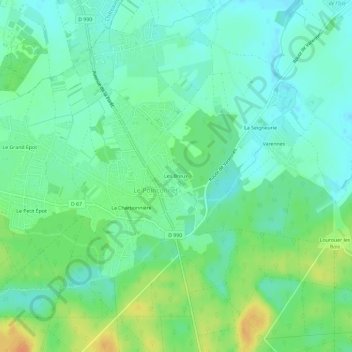 Topografische Karte Les Breux, Höhe, Relief